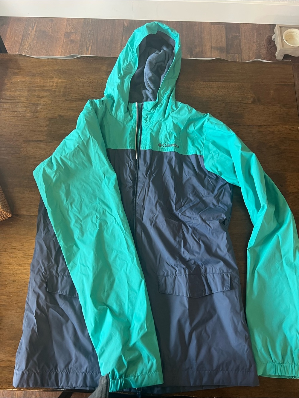 Columbia Kids' Teal and Navy Waterproof Fleece Lined Hooded Jacket